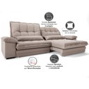 Ver imagem 6 de Sofá Bergamo 2,90m Assento Retrátil e Reclinável Velosuede Bege - Netsofás