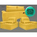 Ver imagem 7 de Sofá Bergamo 2,50M Assento Retrátil e Reclinável Velosuede Canário - NetSofás