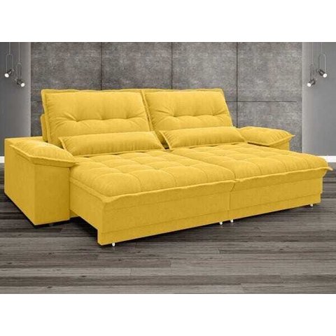 Sofá Bergamo 2,50M Assento Retrátil e Reclinável Velosuede Canário - NetSofás