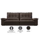 Ver imagem 4 de Sofá Bergamo 2,10m Assento Retrátil e Reclinável Velosuede Chocolate - Netsofás