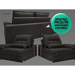 Sofá Bergamo 2,50M Assento Retrátil e Reclinável Velosuede Chocolate - NetSofás - 6