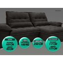 Ver imagem 4 de Sofá Bergamo 2,50M Assento Retrátil e Reclinável Velosuede Chocolate - NetSofás