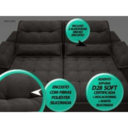 Sofá Bergamo 2,50M Assento Retrátil e Reclinável Velosuede Chocolate - NetSofás - 2