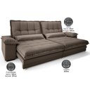 Ver imagem 3 de Sofá Bergamo 2,10m Assento Retrátil e Reclinável Velosuede Marrom - Netsofás