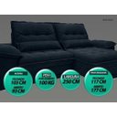 Ver imagem 4 de Sofá Bergamo 2,50M Assento Retrátil e Reclinável Velosuede Petróleo - NetSofás