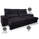 Ver imagem 3 de Sofá Bergamo 2,10m Assento Retrátil e Reclinável Velosuede Preto - Netsofás