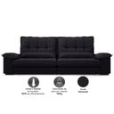 Ver imagem 4 de Sofá Bergamo 2,10m Assento Retrátil e Reclinável Velosuede Preto - Netsofás