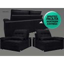 Ver imagem 7 de Sofá Bergamo 2,50M Assento Retrátil e Reclinável Velosuede Preto - NetSofás