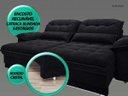 Ver mais imagens de Sofá Bergamo 2,50M Assento Retrátil e Reclinável Velosuede Preto - NetSofás