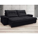 Ver imagem 2 de Sofá Bergamo 2,50M Assento Retrátil e Reclinável Velosuede Preto - NetSofás