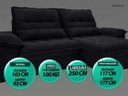 Ver imagem 4 de Sofá Bergamo 2,50M Assento Retrátil e Reclinável Velosuede Preto - NetSofás