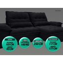 Ver imagem 4 de Sofá Bergamo 2,50M Assento Retrátil e Reclinável Velosuede Preto - NetSofás