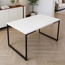 Ver imagem 1 de Mesa de Jantar 4 Lugares Retangular Rivera F01 Industrial 136x75 Branco Fosco - Lyam Decor