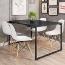 Ver imagem 2 de Mesa de Jantar 4 Lugares Retangular Rivera F01 Industrial 136x75 Preto Fosco - Lyam Decor