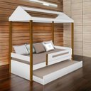Ver imagem 1 de Cama Casa Lara Branco/Mel c/ Auxiliar