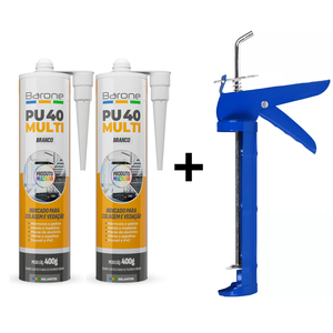 Kit com 2 Adesivo Selante Veda Cola Pu 40 Calha Rufo Branco + Aplicador