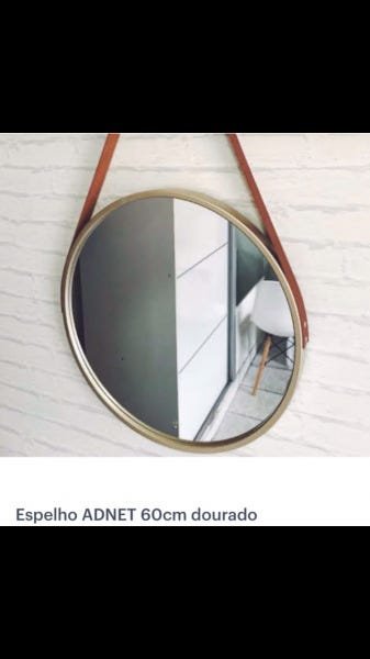 Espelho Redondo 60cm Cor Dourado com Alça Adnet - 2