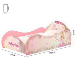 Cama Infantil Princesa Rosa com Colchão - Rosa - 4