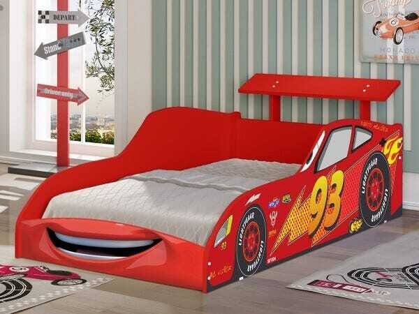 Cama Infantil Carro Mcveloz Vermelho com Colchão Incluso - 1