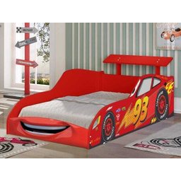 Cama Infantil Carro Mcveloz Vermelho com Colchão Incluso - 1