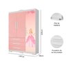Quarto Beliche Solteiro e Guarda-Roupa Menina Princesa Rosa - 3