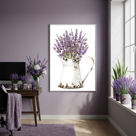 Quadro Decorativo Lavanda Calma - 70x50cm Mold Branca
