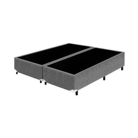 Cama Box Queen Bipartido Suede Cinza - 30x158x198