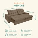 Ver imagem 3 de Sofá Retrátil e Reclinável 2,90m 5 Lugares Molas Ensacadas Pillow Top Califórnia