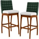Ver imagem 1 de Kit 2 Banquetas Altas Cozinha Sala Jantar Fixa Mila B04 Facto Verde Musgo Corano Branco - Lyam Decor