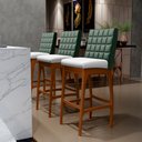 Ver imagem 2 de Kit 2 Banquetas Altas Cozinha Sala Jantar Fixa Mila B04 Facto Verde Musgo Corano Branco - Lyam Decor