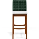 Ver imagem 6 de Kit 2 Banquetas Altas Cozinha Sala Jantar Fixa Mila B04 Facto Verde Musgo Corano Branco - Lyam Decor