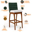 Ver imagem 4 de Kit 2 Banquetas Altas Cozinha Sala Jantar Fixa Mila B04 Facto Verde Musgo Corano Branco - Lyam Decor
