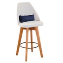 Ver imagem 5 de Kit 2 Banquetas Linho Bege E Almofada Azul Marinho