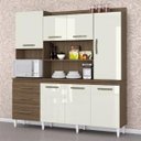 Ver imagem 1 de Kit Cozinha Mirela 7 Portas 3 Gavetas e Nichos - Ambar/off White - Aramóveis