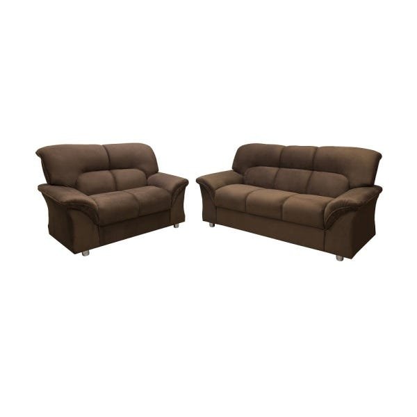 Conjunto de Sofá Hellen Turquia 3 e 2 Lugares Tecido Golden Marrom