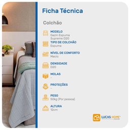 Colchão de Espuma D20 Gazin Supreme Solteiro 78cm - 4