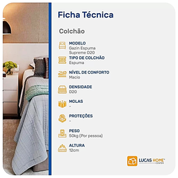 Colchão Solteiro Gazin Supreme D20 88x188 Cm de Espuma com 12cm de Altura - 5