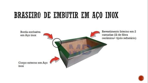 BRASEIRO COOKTOP DE EMBUTIR , INTEIRO EM AÇO INOX -80X50X25-BMD80 - 3