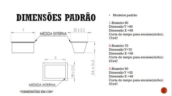 BRASEIRO COOKTOP DE EMBUTIR , INTEIRO EM AÇO INOX -80X50X25-BMD80 - 4