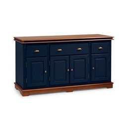 Balcão Buffet 4 Portas 3 Gavetas Manchester 2048 Linz Móveis - Azul Petróleo/Imbuia Glazer - 1