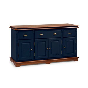 Balcão Buffet 4 Portas 3 Gavetas Manchester 2048 Linz Móveis - Azul Petróleo/Imbuia Glazer