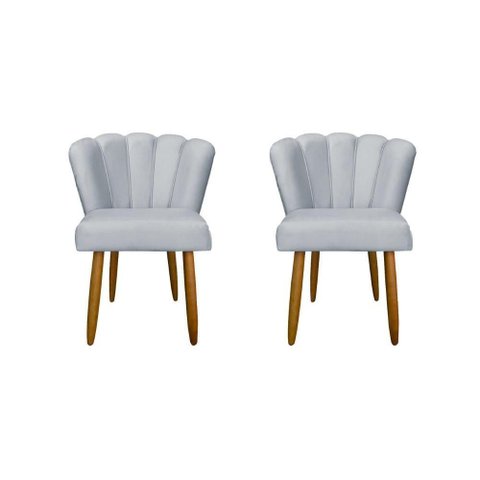 Kit 02 Cadeiras para Mesa de Jantar Flor Pés Palito Balaqui Decor Cinza