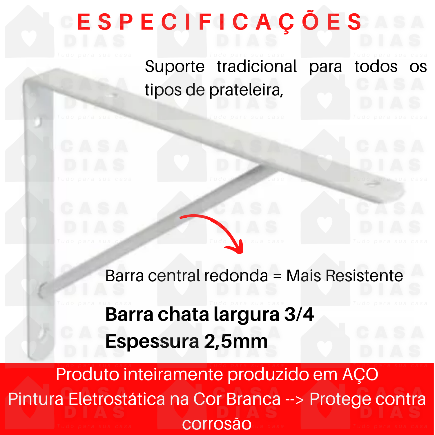 Suporte Mão Francesa Cantoneira Prateleira 50cm Kit 12 Unidades - 4