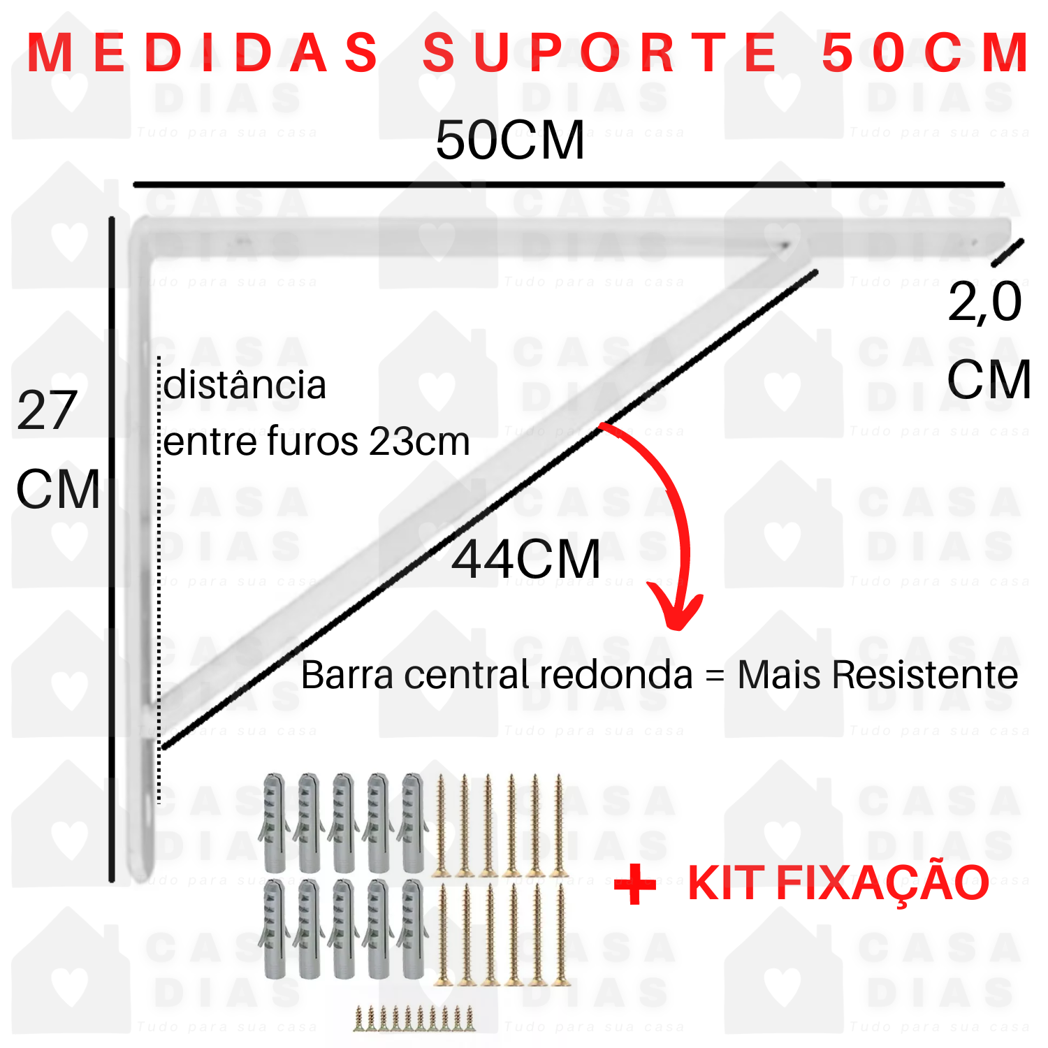 Suporte Mão Francesa Cantoneira Prateleira 50cm Kit 12 Unidades - 5