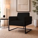 Ver imagem 1 de Poltrona Decorativa Estofada Veludo Base Metálica Industrial Prime Preto – Paraná Metal:Preto Onix