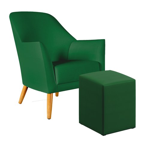 Poltrona Orion com Puff Izar Suede Verde Aradecor