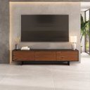 Ver imagem 1 de Rack Preto Madeira Tv 75 para Sala Moderno 184 Cm 3 Portas Arto