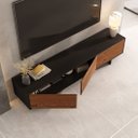 Ver imagem 7 de Rack Preto Madeira Tv 75 para Sala Moderno 184 Cm 3 Portas Arto