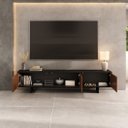 Ver imagem 4 de Rack Preto Madeira Tv 75 para Sala Moderno 184 Cm 3 Portas Arto