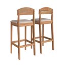 Ver imagem 3 de Kit 2 Banquetas Altas Madeira Maciça Capri Amêndoa Bq011